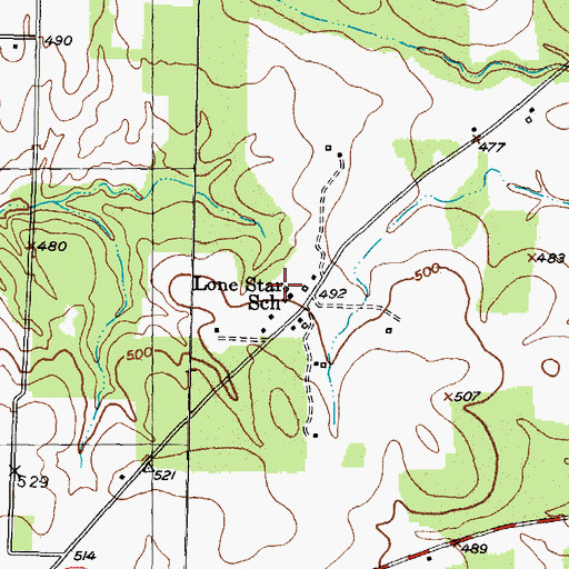 Topographic Map of Lone Star School, TX