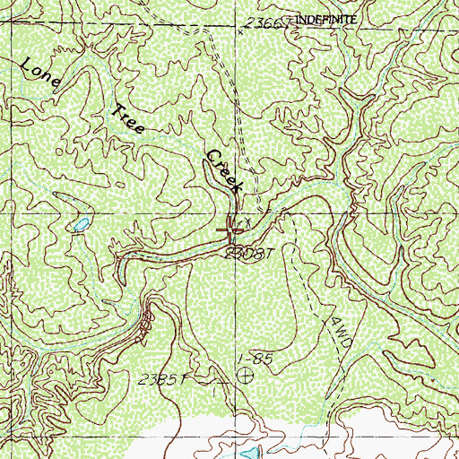 Topographic Map of Lone Tree Creek, TX