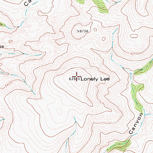 Topographic Map of Lonely Lee, TX