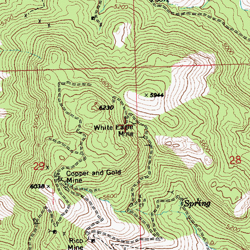 Topographic Map of White Eagle Mine, AZ