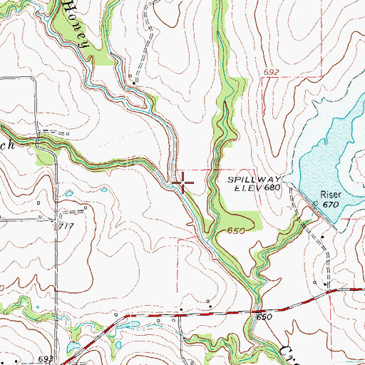 Topographic Map of Long Branch, TX