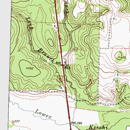 Topographic Map of Long Branch, TX