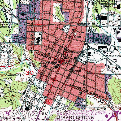 Topographic Map of First United Methodist Church, AL