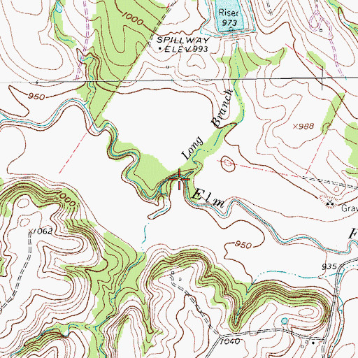 Topographic Map of Long Branch, TX