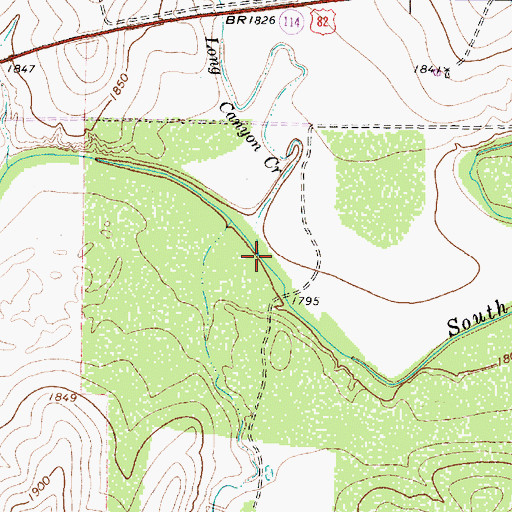 Topographic Map of Long Canyon Creek, TX