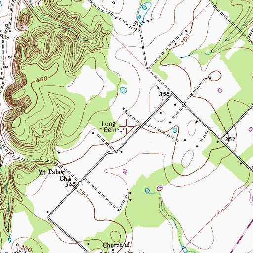 Topographic Map of Long Cemetery, TX