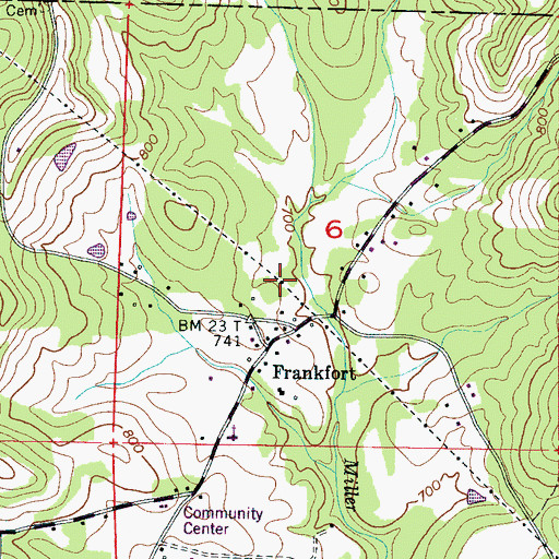 Topographic Map of Frankfort Cemetery, AL