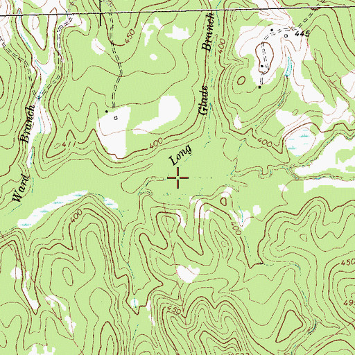 Topographic Map of Long Glade Branch, TX