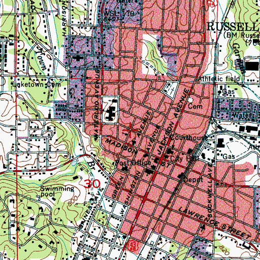 Topographic Map of Gaines Street Baptist Church, AL