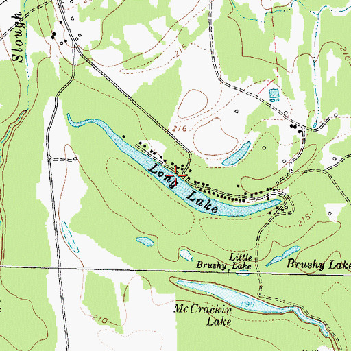 Topographic Map of Long Lake, TX
