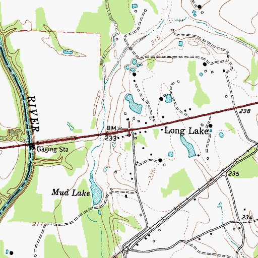Topographic Map of Long Lake, TX