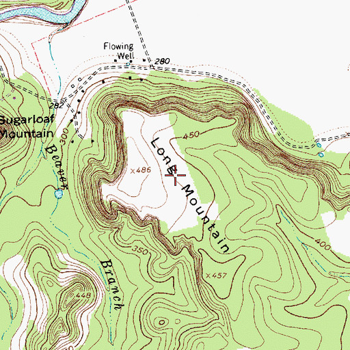 Topographic Map of Long Mountain, TX