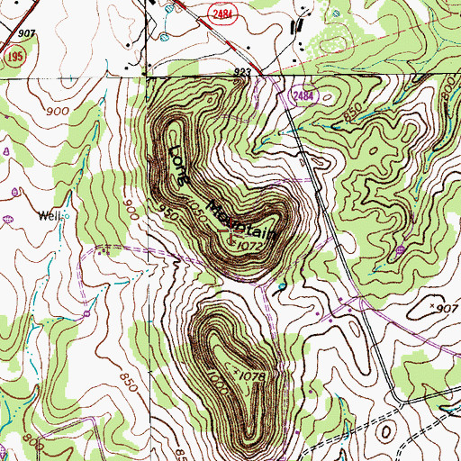 Topographic Map of Long Mountain, TX
