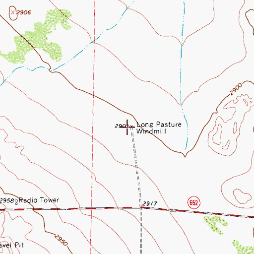 Topographic Map of Long Pasture Windmill, TX