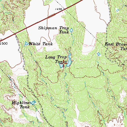 Topographic Map of Long Trap Tanks, TX