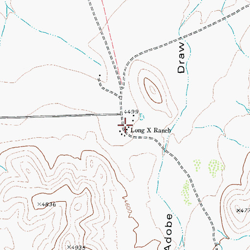 Topographic Map of Long X Ranch, TX