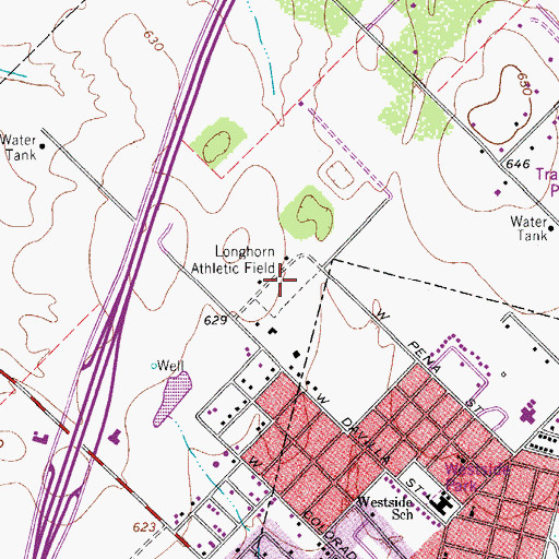Topographic Map of Longhorn Athletic Field, TX