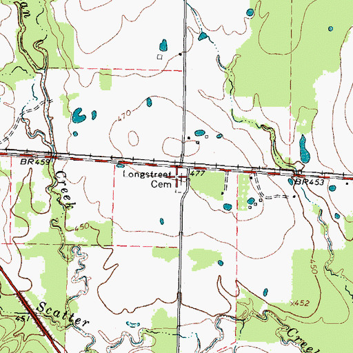Topographic Map of Longstreet Cemetery, TX