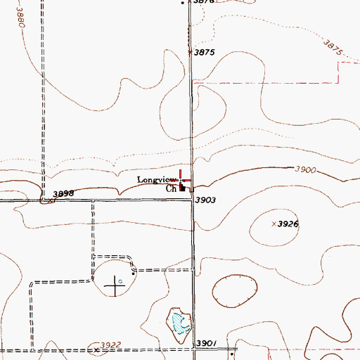 Topographic Map of Longview Church, TX