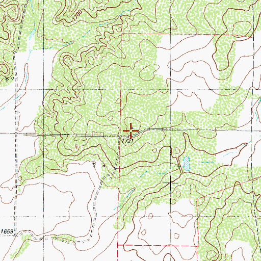 Topographic Map of Lonnie Church, TX