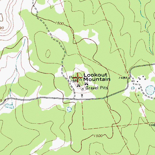 Topographic Map of Lookout Mountain, TX
