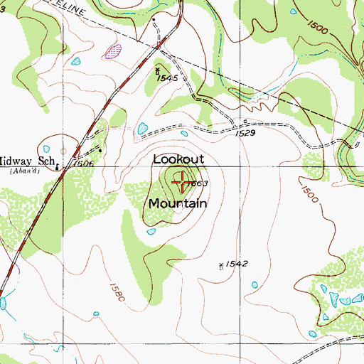 Topographic Map of Lookout Mountain, TX