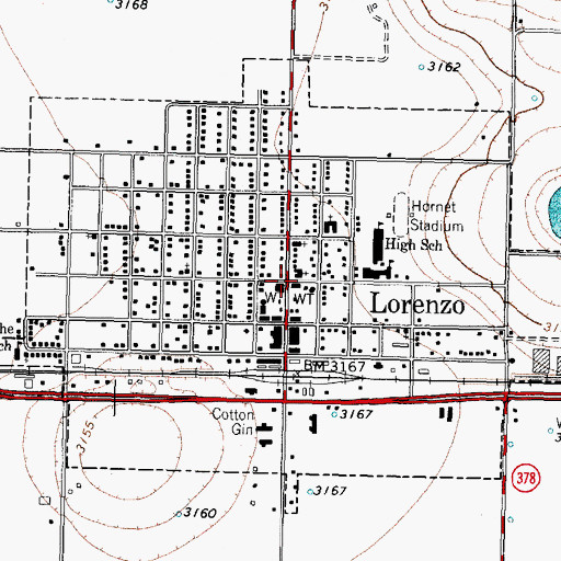 Topographic Map of Lorenzo, TX