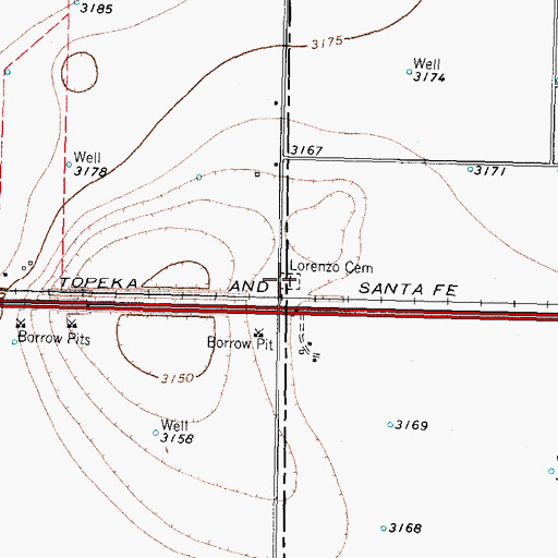 Topographic Map of West Side Cemetery, TX
