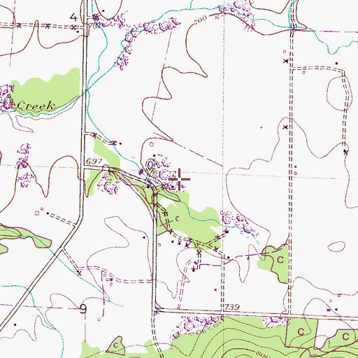 Topographic Map of Harris Cemetery, AL