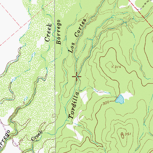 Topographic Map of Los Cortes Creek, TX