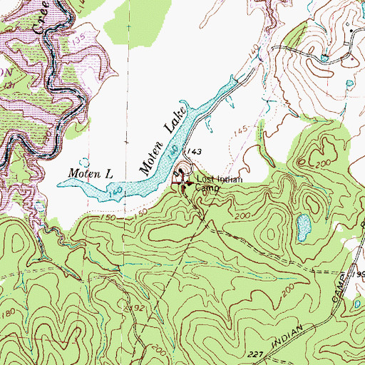 Topographic Map of Lost Indian Camp, TX