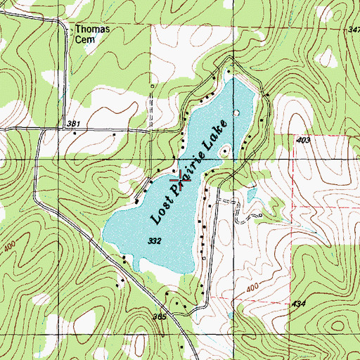 Topographic Map of Lost Prairie Lake, TX