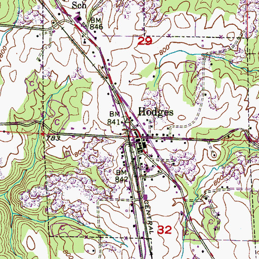 Topographic Map of Hodges Cemetery, AL
