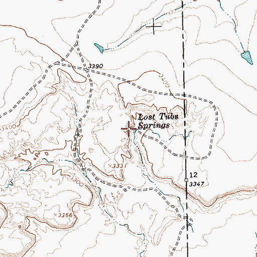 Topographic Map of Lost Tubs Springs, TX