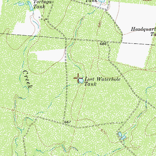 Topographic Map of Lost Waterhole Tank, TX
