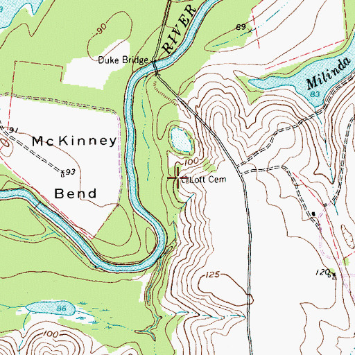 Topographic Map of Lott Cemetery, TX
