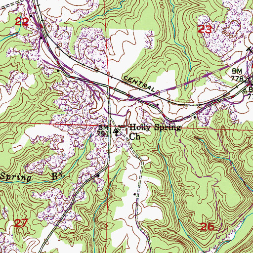 Topographic Map of Holly Springs Cemetery, AL