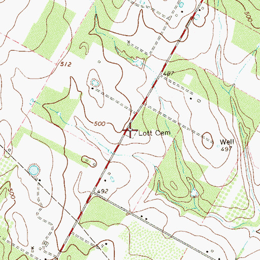 Topographic Map of Lott Cemetery, TX