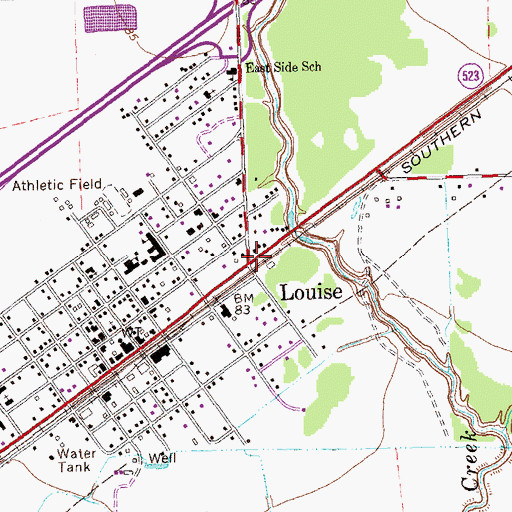 Topographic Map of Louise, TX