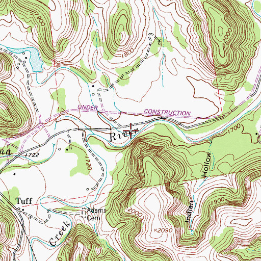Topographic Map of Love Creek, TX