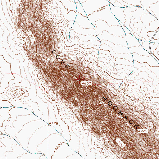 Topographic Map of Love Hogback, TX