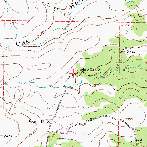 Topographic Map of Lovelace Ranch, TX