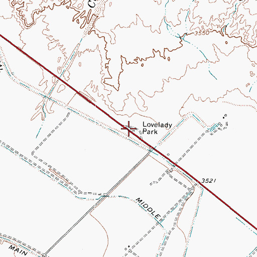 Topographic Map of Lovelady Park, TX