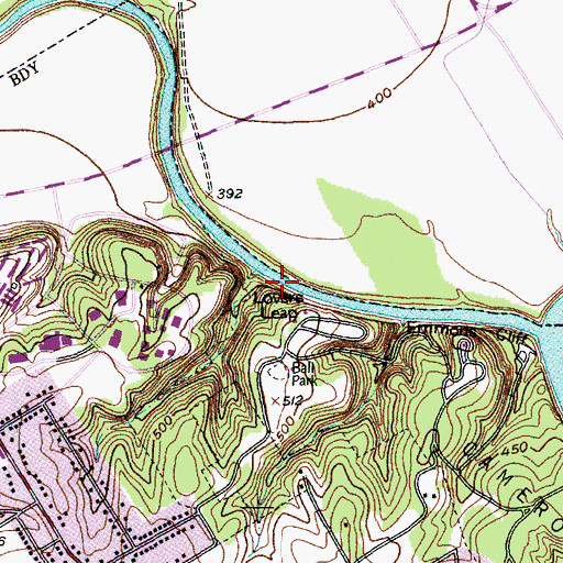 Topographic Map of Lovers Leap, TX
