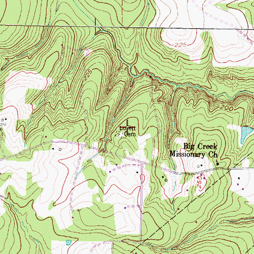 Topographic Map of Lovett Cemetery, TX