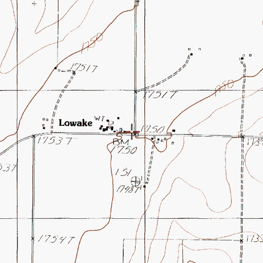 Topographic Map of Lowake, TX