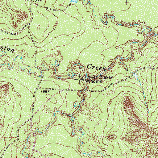 Topographic Map of Lower Blakey Windmill, TX