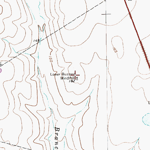Topographic Map of Lower Buzzard Windmill, TX