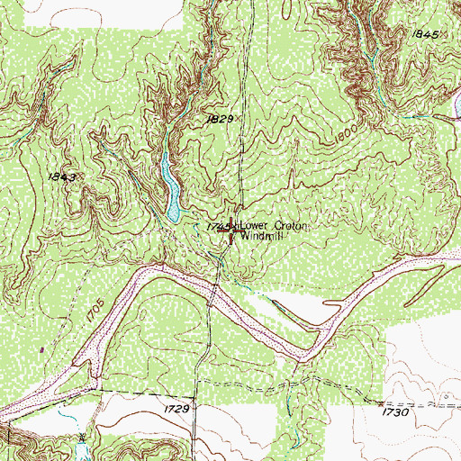 Topographic Map of Lower Croton Windmill, TX