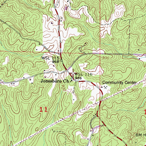 Topographic Map of Jonesboro Community Center, AL